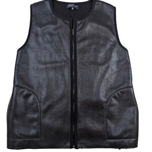 Jones New York Signature Faux Leather Knit Vest Women's‎ XL Black